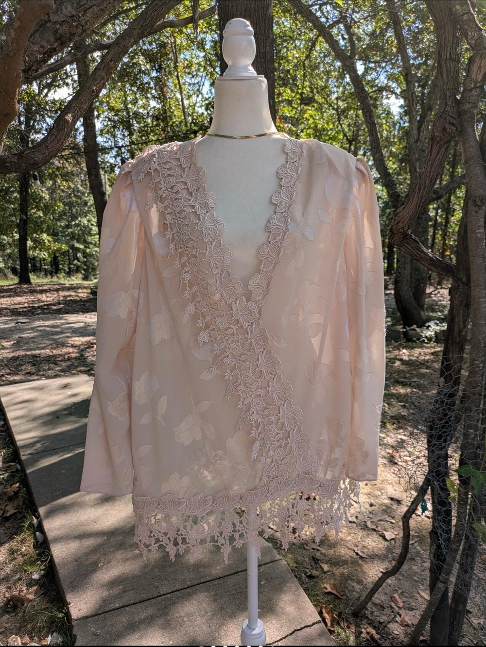 Katherine & Lindsay By Matthew Floral Blush Delicate Lace-Trimmed Blouse Size 20